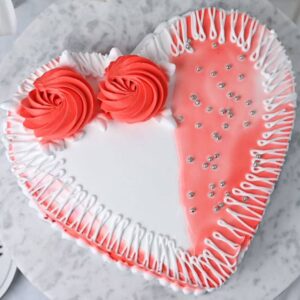 Strawberry Cream Cheese Heart Shape Cake