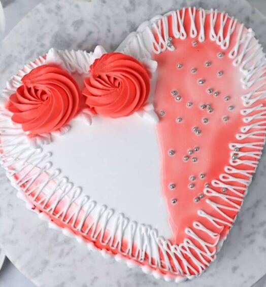 Strawberry Cream Cheese Heart Shape Cake