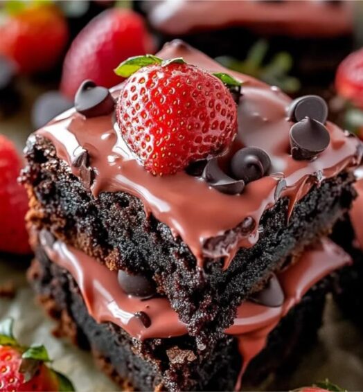 Brownie Strawberry Icecream Sundae