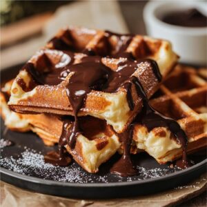 Classic Waffle with Chocolate Sauce