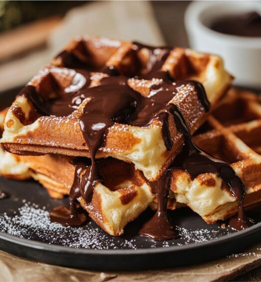 Classic Waffle with Chocolate Sauce