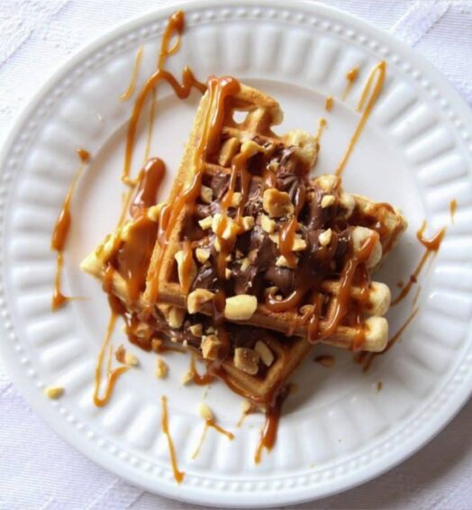 Caramel Cashew Waffle Caramel Cashews with chocochip