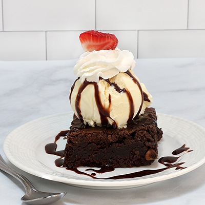 Brownie Vanilla Ice Cream Sundae